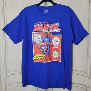 Marvel Superheroes Captain America Anime Toy Advertisment Avengers Tee *sz L*